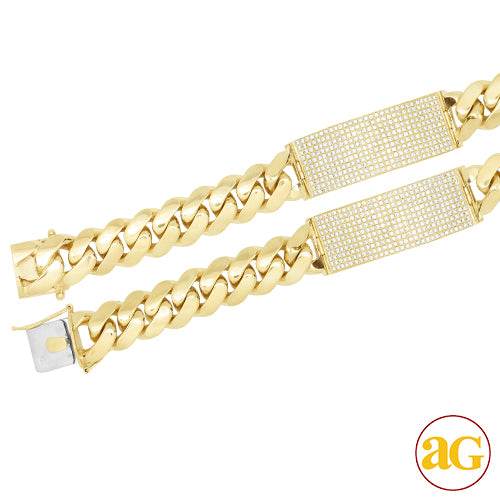 14KY 5.50CTW DIAMOND MIAMI CUBAN ID BRACELET - Norma's Jewelry