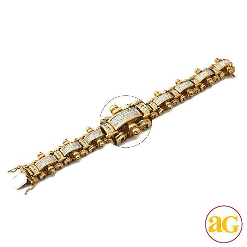 14KY 8.10CTW PC DIAMOND MENS BRACELET - Norma's Jewelry
