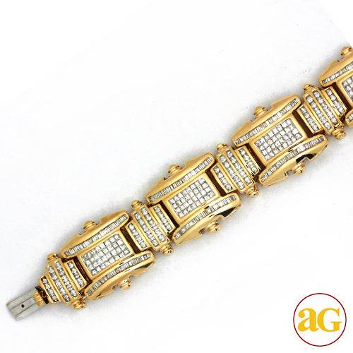 14KY 8.10CTW PC DIAMOND MENS BRACELET - Norma's Jewelry