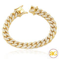 14KY 7.24CTW DIAMOND SOLID MIAMI CUBAN BRACELET - - Norma's Jewelry