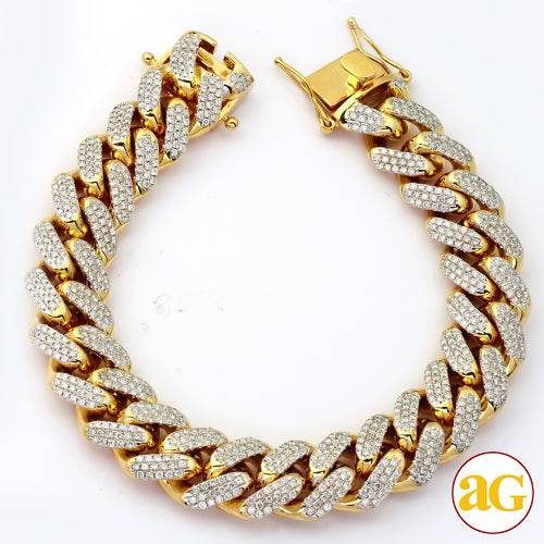 10KY 8.25CTW DIAMOND SOLID MIAMI CUBAN BRACELET - - Norma's Jewelry