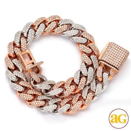 14KW+R 5.14CTW DIAMOND SOLID MIAMI CUBAN BRACELET - Norma's Jewelry