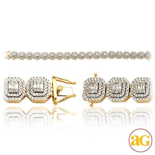 14KY 10.00CTW BAGUETTE DIAMOND MENS BRACELET - 8.5 - Norma's Jewelry
