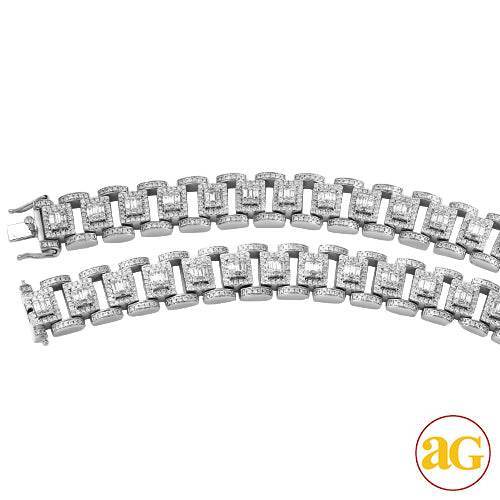 14KW 8.60CTW BAGUETTE DIAMOND MENS BRACELET - 8.5"