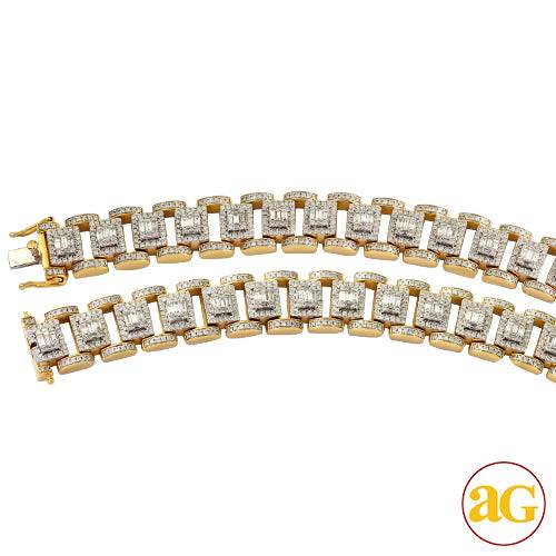 14KY 8.60CTW BAGUETTE DIAMOND MENS BRACELET - 8.5"