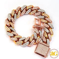 10KR+W+Y 8.97CTW DIAMOND TRI-TONE MIAMI CUBAN BRAC - Norma's Jewelry