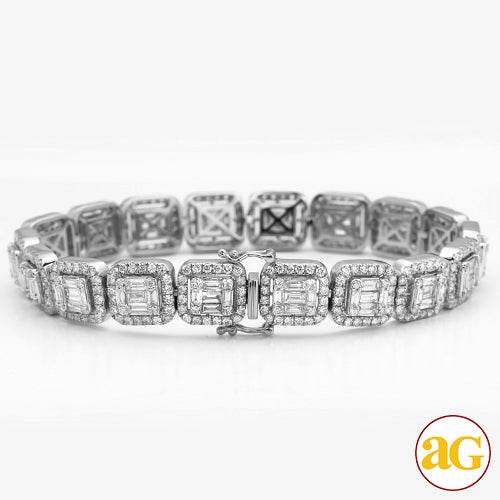 14KW 12.15 CTW BAGUETTE DIAMOND MENS BRACELET - Norma's Jewelry