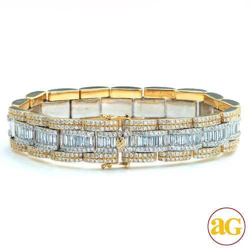 14KY 15.85 CTW BAGUETTE DIAMOND MENS BRACELET - Norma's Jewelry