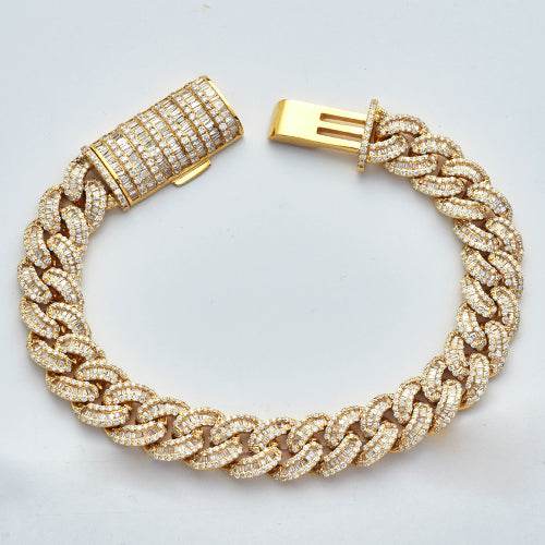 14KY 12.35 CTW DIAMOND CUBAN LINK BRACELET - Norma's Jewelry