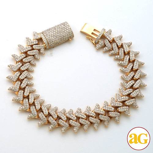 10KY 11.58CTW DIAMOND SPIKED CUBAN BRACELET - Norma's Jewelry