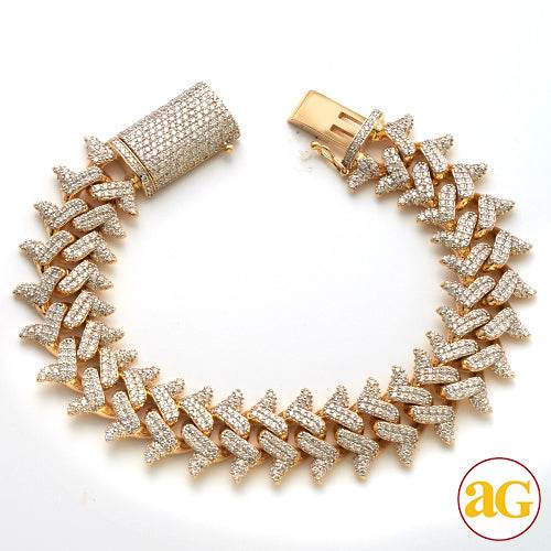 10KY 10.52CTW DIAMOND SPIKED CUBAN BRACELET - Norma's Jewelry