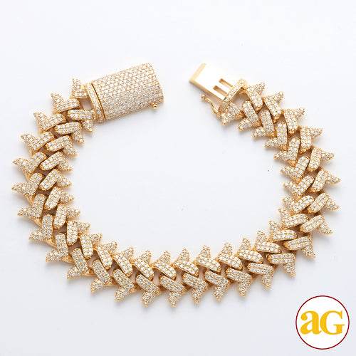 10KY 10.76CTW DIAMOND SPIKE LINK CUBAN BRACELET - Norma's Jewelry
