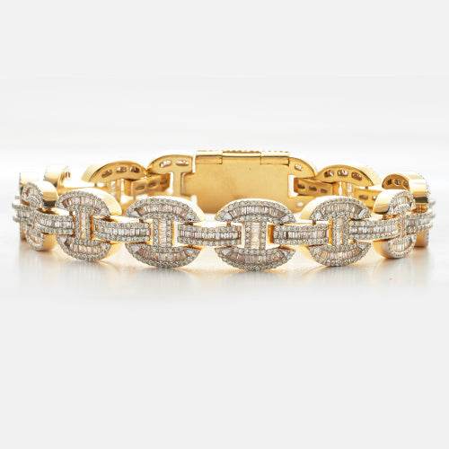 10KY 10.70CTW BAGUETTE DIAMOND GUCCI LINK MENS - Norma's Jewelry