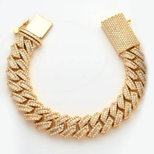 10KY 20.40CTW BAGUETTE DIAMOND SQUARE LINK MIAMI - Norma's Jewelry