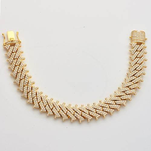 10KY 10.35CTW DIAMOND SPIKE MIAMI CUBAN BRACELET - Norma's Jewelry