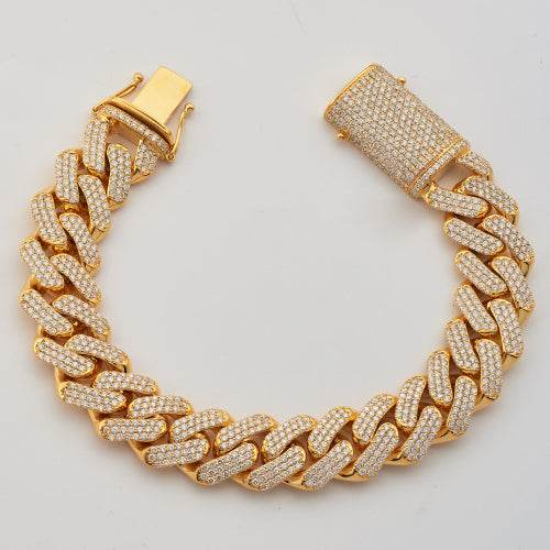 14KY 11.74CTW DIAMOND MIAMI CUBAN BRACELET - Norma's Jewelry