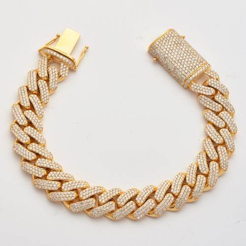 14KY 11.58CTW DIAMOND MIAMI CUBAN BRACELET - Norma's Jewelry