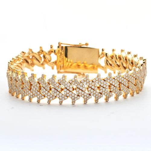 10KY 9.65CTW DIAMOND SPIKE MIAMI CUBAN BRACELET - Norma's Jewelry
