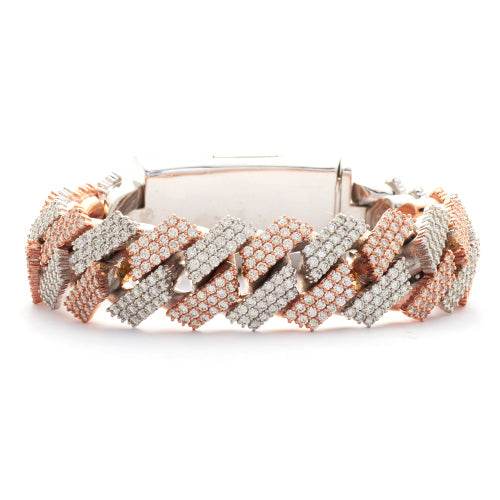 10KW+R 22.55CTW DIAMOND SQUARE CUBAN BRACELET - - Norma's Jewelry