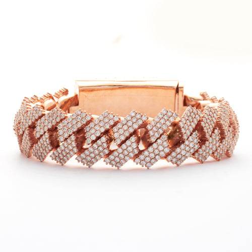 10KR 22.55CTW DIAMOND SQUARE CUBAN BRACELET - - Norma's Jewelry