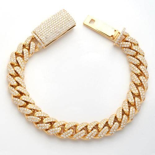 14KY 10.75CTW DIAMOND MIAMI CUBAN BRACELET - Norma's Jewelry