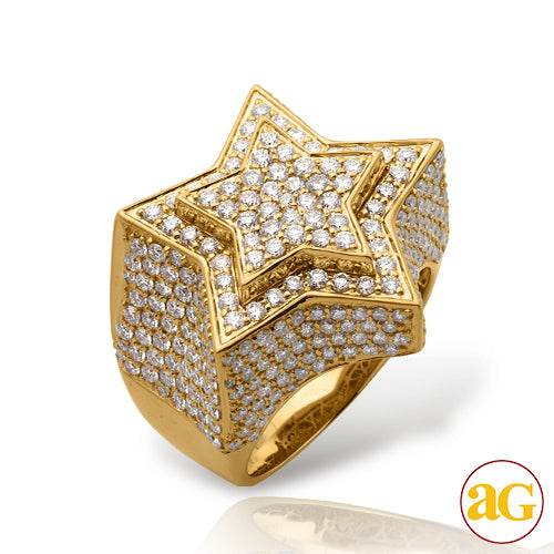 14KY 5.00CTW DIAMOND 3-D STAR MENS RING - Norma's Jewelry