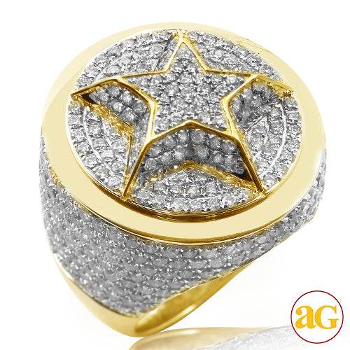 14KY 6.75CTW DIAMOND MENS RING - CIRCLE WITH 3-D - Norma's Jewelry