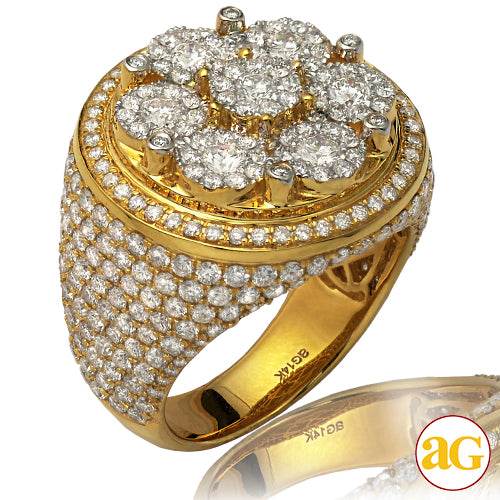 14KY 5.50CTW DIAMOND MENS CLUSTER HEAD RING - 7 CL - Norma's Jewelry
