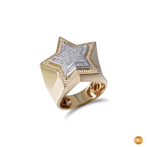 10KY+W 0.40CTW DIAMOND 3-D STAR MENS RING - Norma's Jewelry
