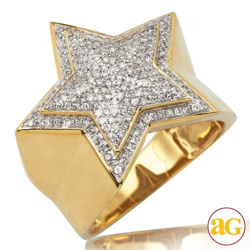10KY 0.55 CTW MENS STAR TOP DIAMOND RING - Norma's Jewelry