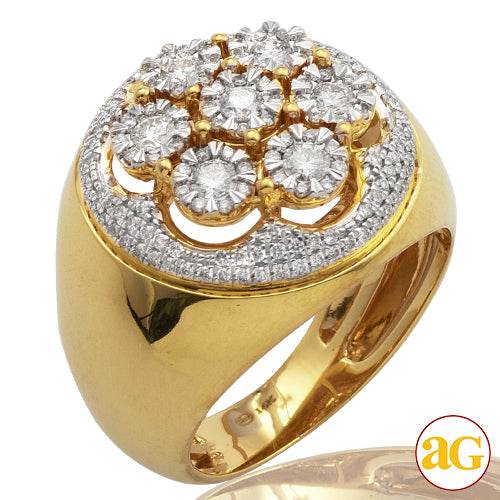 14KY 1.05CTW ILLUSION DIAMOND MENS CLUSTER HEAD - Norma's Jewelry