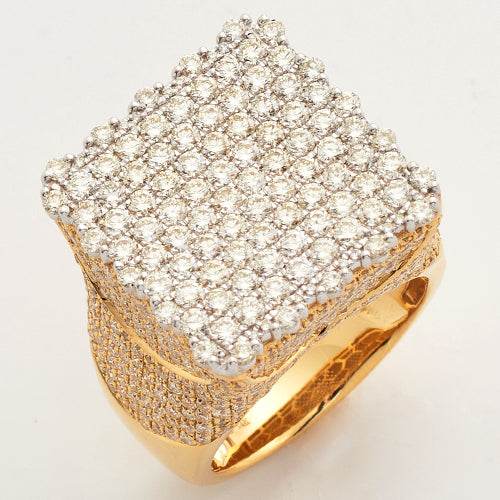 14KY+W 6.50CTW DIAMOND SQUARE FLAT TOP MENS RING - Norma's Jewelry