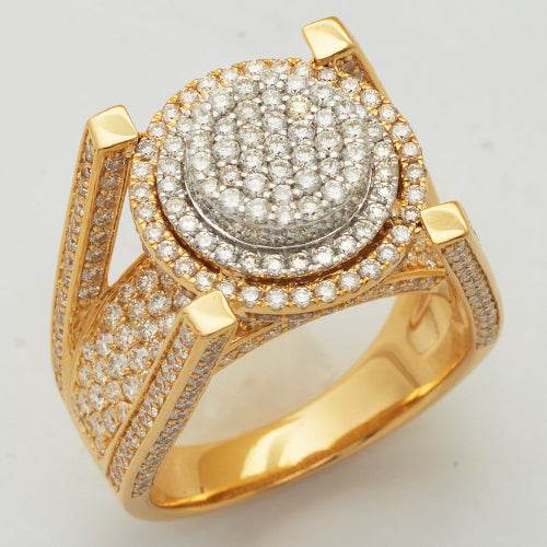 14KY+W 5.75CTW DIAMOND ROUND CLUSTER MENS RING - Norma's Jewelry