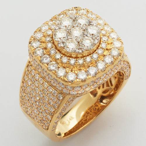14KY 5.25CTW DIAMOND ROUND CLUSTER MENS RING - Norma's Jewelry