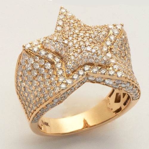 14KY 4.10CTW DIAMOND 3-D STAR MENS RING - Norma's Jewelry