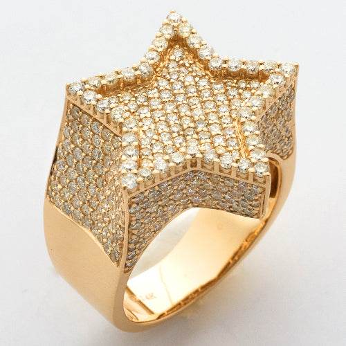 14KY 3.60CTW DIAMOND MENS STAR RING - SINGLE ROW - Norma's Jewelry
