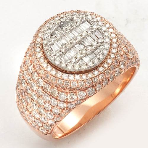 14KR+W 3.35CTW BAGUETTE DIAMOND MENS RING - ROUND - Norma's Jewelry