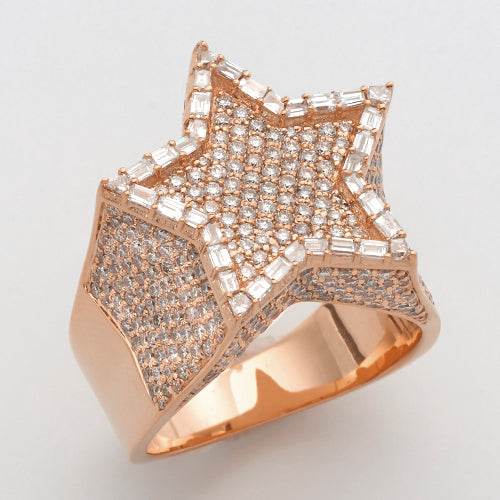 14KR 3.60CTW DIAMOND STAR RING W/RAISED BAGUETTE - Norma's Jewelry