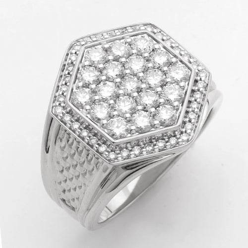 14KW 2.00CTW DIAMOND HEXAGON FACE MENS RING - Norma's Jewelry