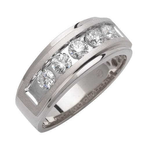 14KW 1.15CTW DIAMOND 5-STONE CHANNEL SET MENS BAND - Norma's Jewelry