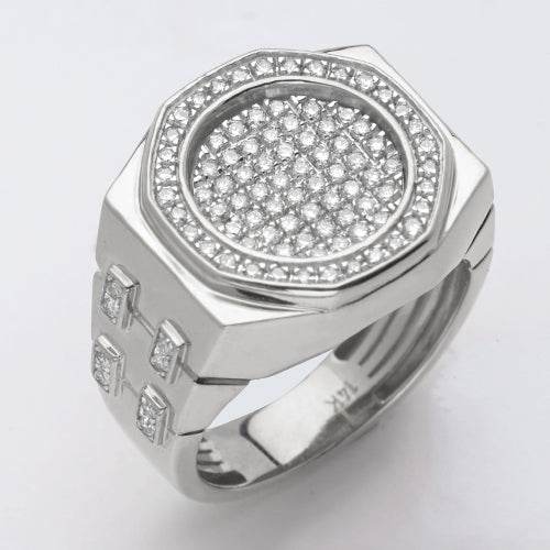 14KW 1.15CTW DIAMOND FLAT PAVE ROUND FACE MENS - Norma's Jewelry