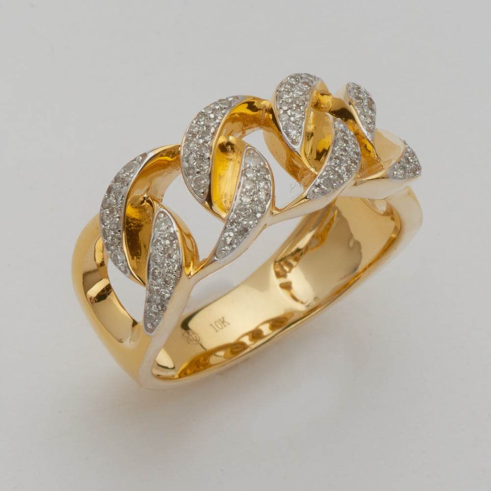 10KY 0.45CTW DIAMOND MIAMI CUBAN MENS RING - Norma's Jewelry