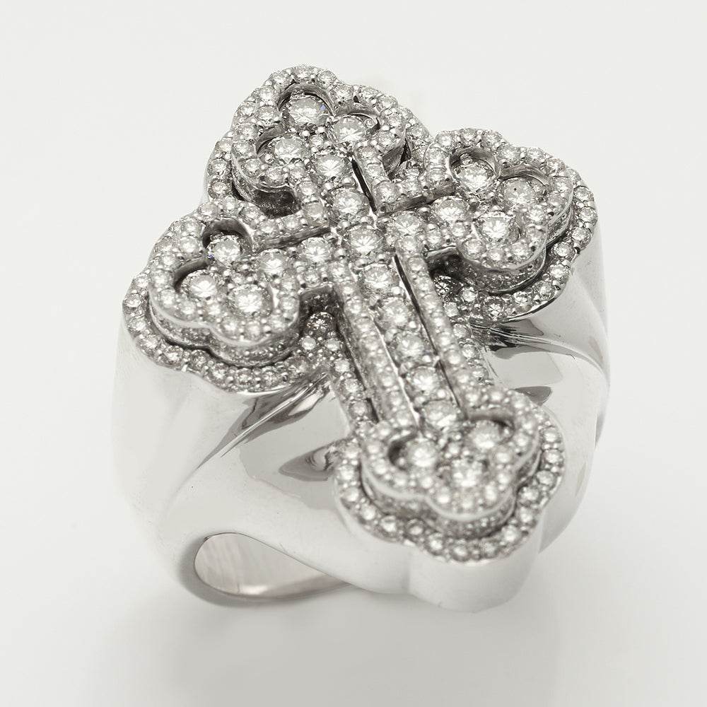 14KW 2.50CTW DIAMOND 3D INVERTED FLEUR DE LIS MENS - Norma's Jewelry