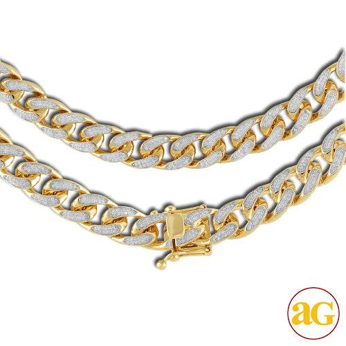 10KY 11.00CTW DIAMOND MIAMI CUBAN NECKLACE 28"
