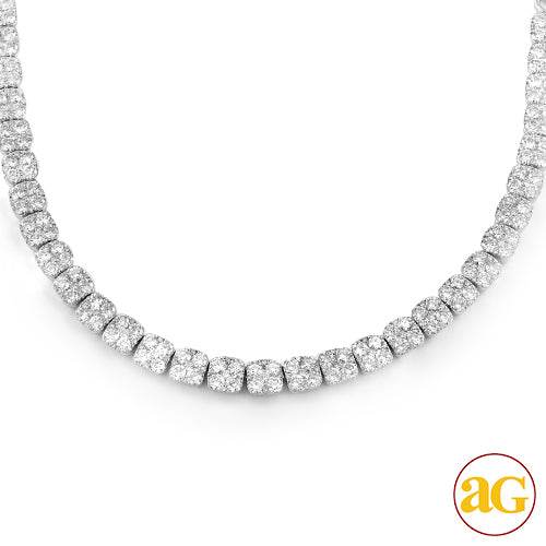 18KW 13.50CTW DIAMOND CLUSTER NECKLACE - Norma's Jewelry