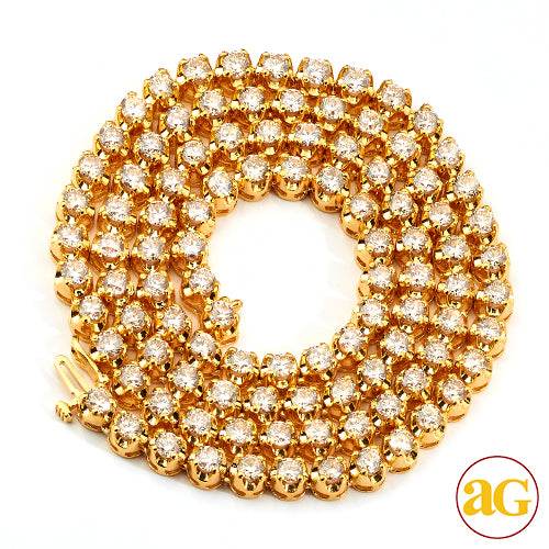 14KY 26.00CTW ROUND SHAPED 4-PRONG NECKLACE - 24"