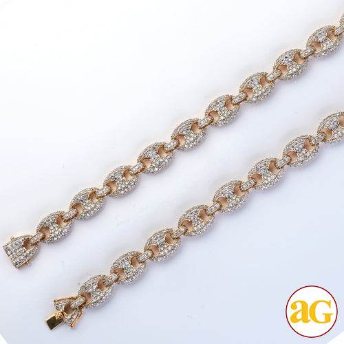 14KY 35.00CTW DIAMOND PUFFED GUCCI LINK CHAIN - 26 - Norma's Jewelry