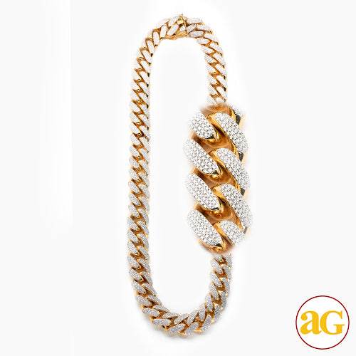 10KY 45.05CTW DIAMOND SOLID LINK MIAMI CUBAN CHAIN - Norma's Jewelry