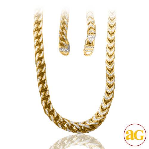 10KY 24.75CTW DIAMOND SOLID LINK FRANCO CHAIN - Norma's Jewelry