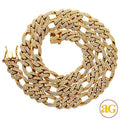 14KY 20.24CTW DIAMOND SOLID FIGARO CHAIN - 12MM - - Norma's Jewelry